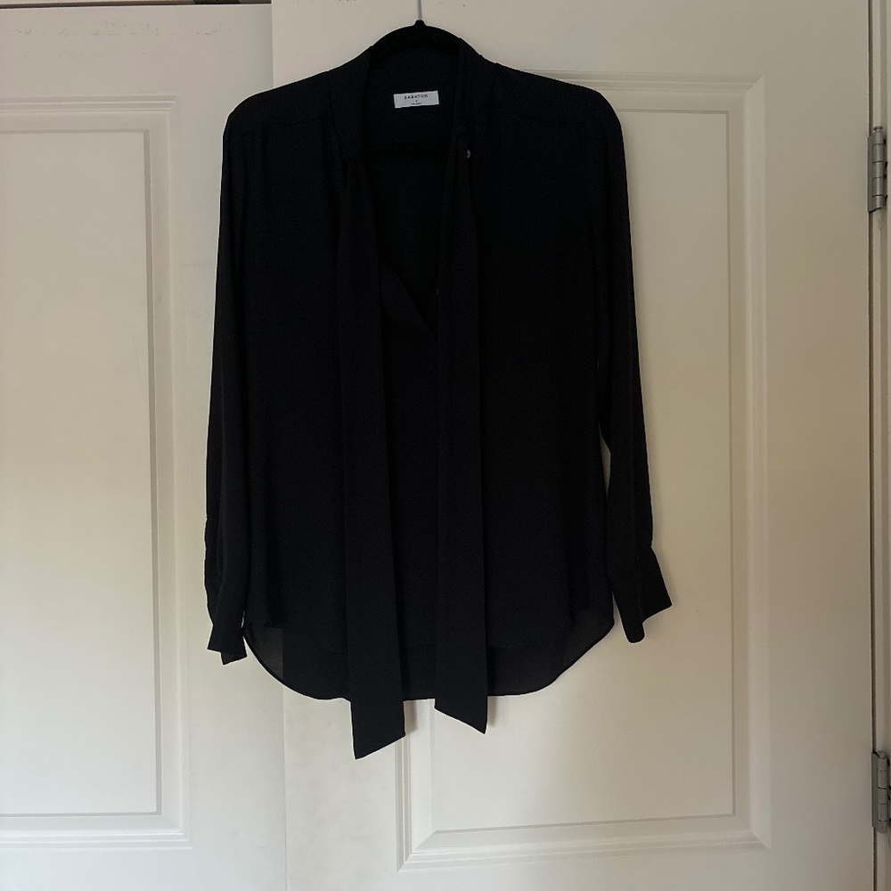 Babaton Blouse Bow Neck Tie Button